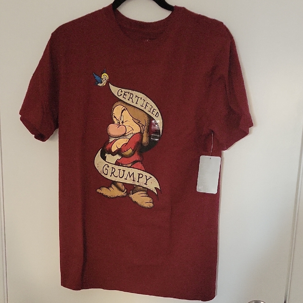 NWT Disney Men's Certified Grumpy Maroon Tee - Size Small